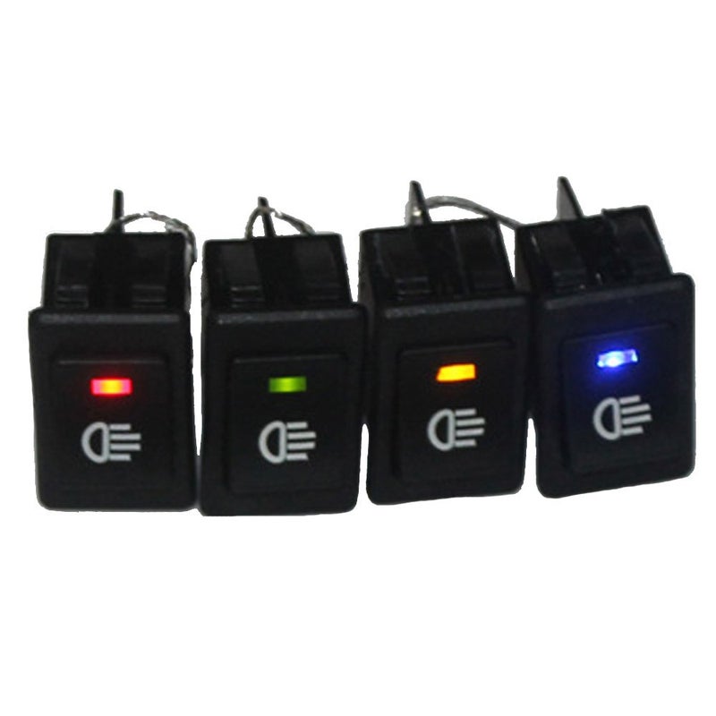 ESUPPORT مفتاح تبديل صمام ضباب LED للسيارة باللون الأزرق والأحمر والأخضر والأصفر 4 دبابيس 12 فولت 35 أمبير تشغيل وإيقاف ساطع أمامي وخلفي - Image 2